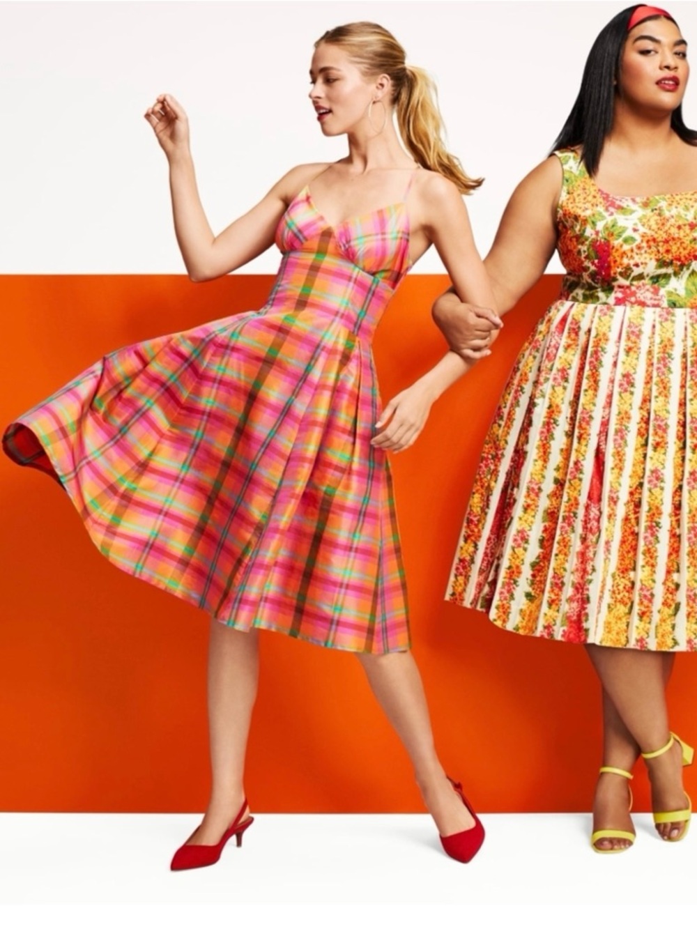 NWT Isaac Mizrahi for Target Silk Plaid Midi Dress S Fit Flare Colorful